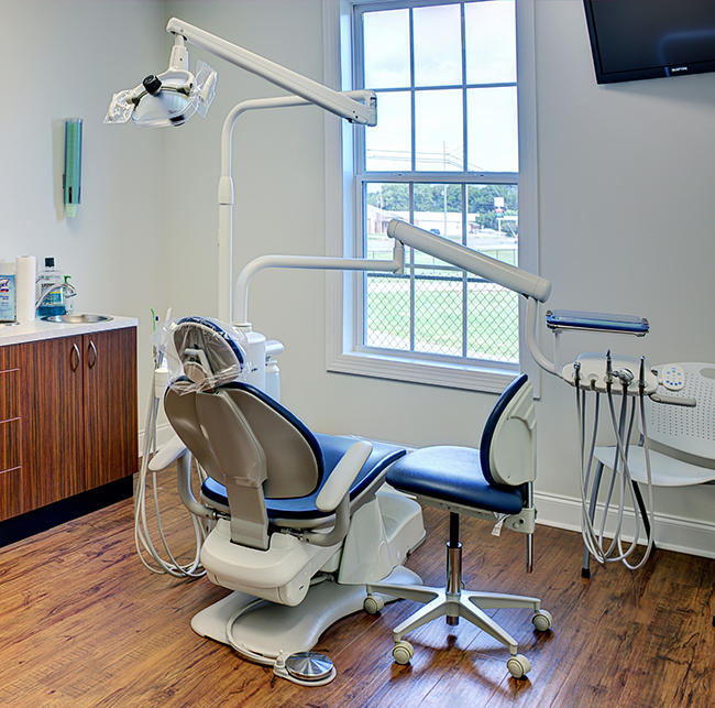 Dental treatment room with white walls in a Sparks dental office