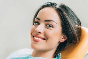 Close-up of female dental patient’s smiling face