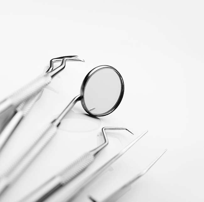 Row of dental instruments